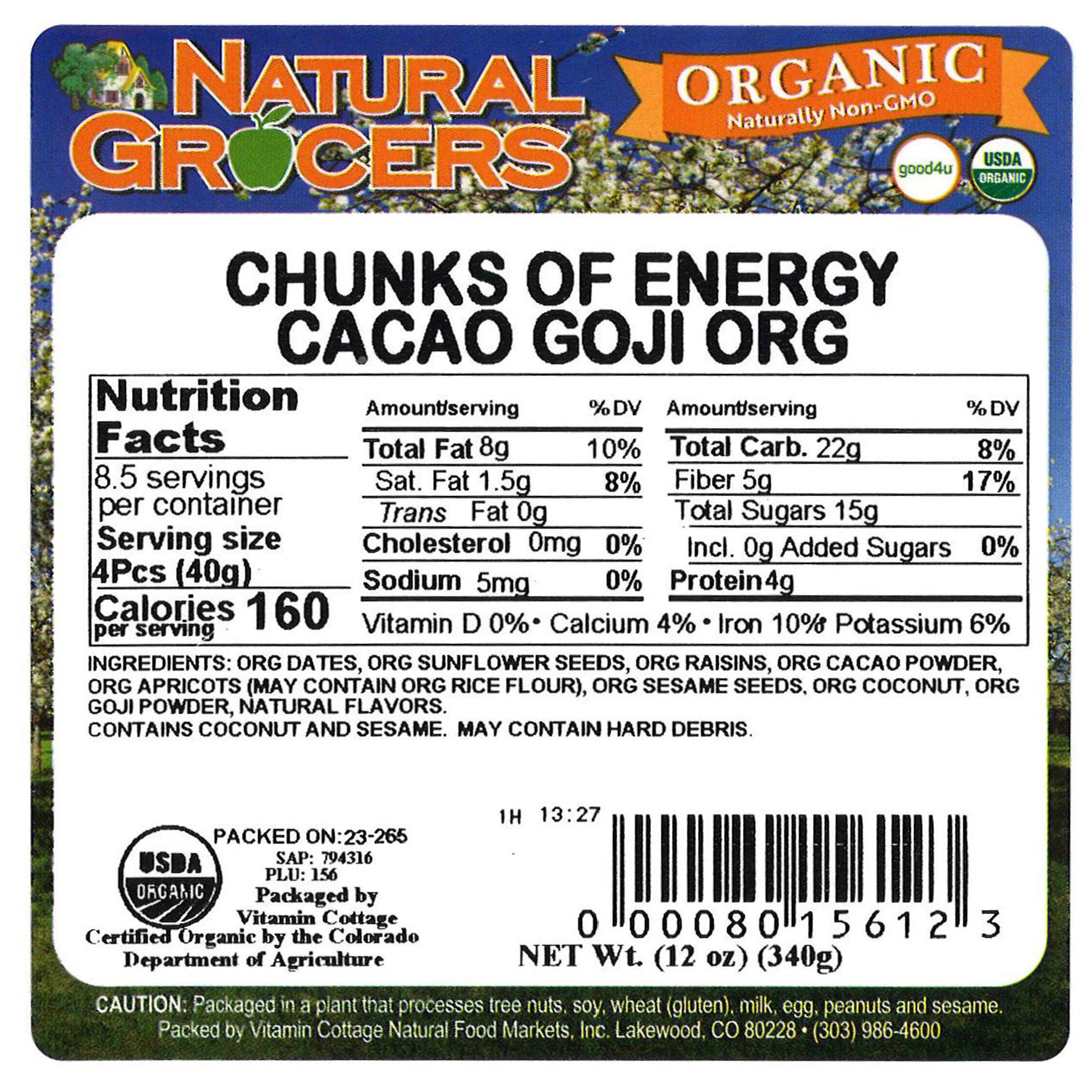 Chnks Energy Cacao Goji Org 12 Oz | Natural Grocers